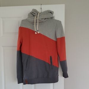 Colorblock Hoodie - Gray and Red